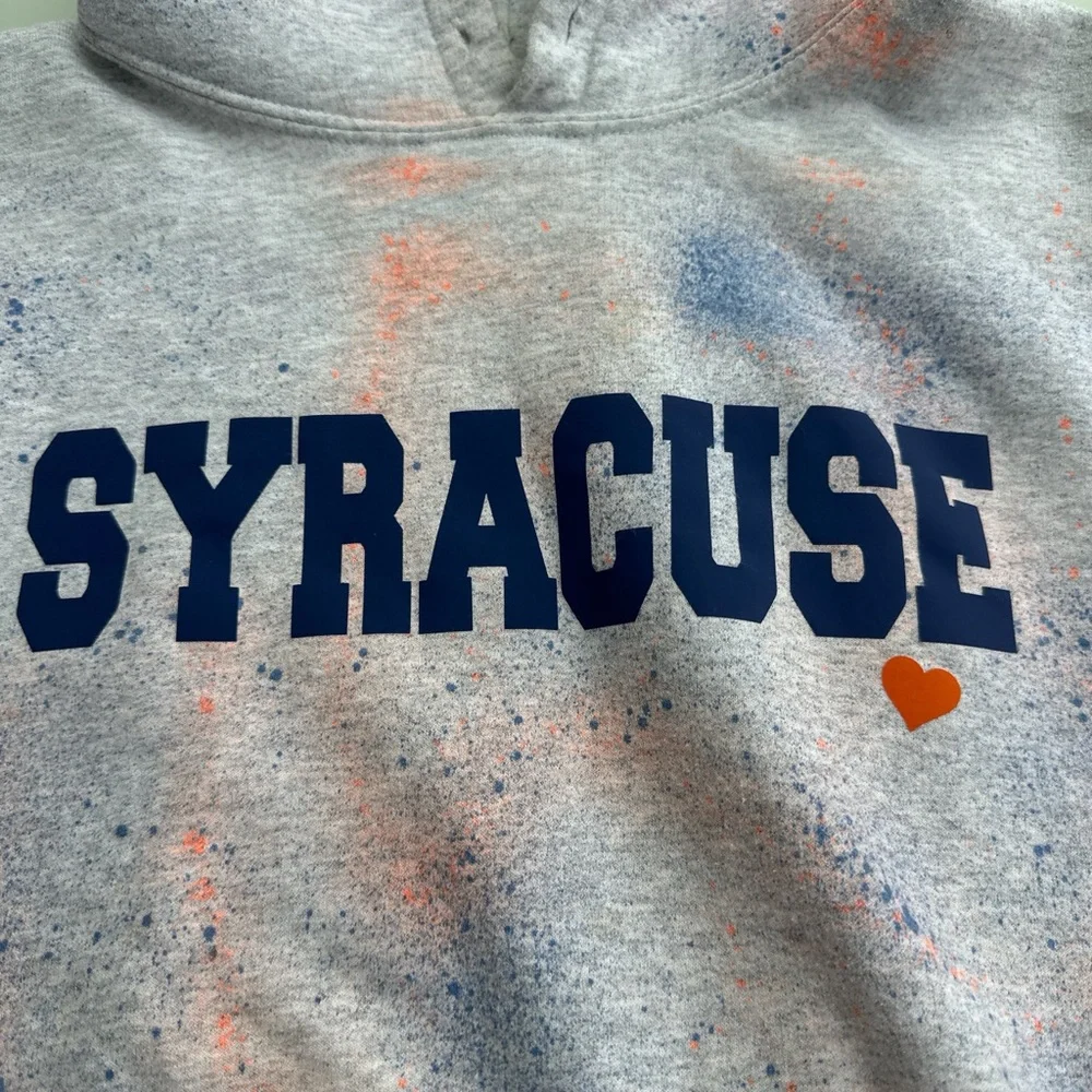 Gildan Gray Hoodie with Blue and Orange Accents - Picture 2 of 4
